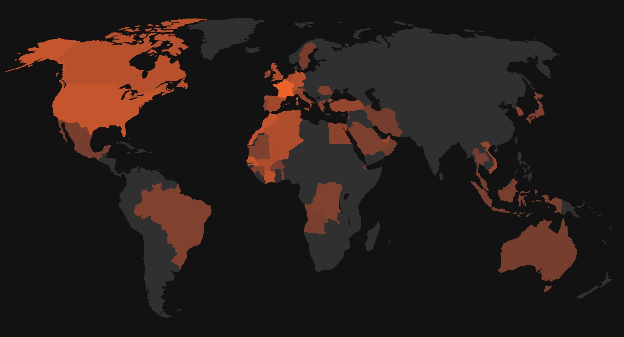 Carte de présence mondiale